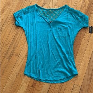 Express green top Lacey detail on back